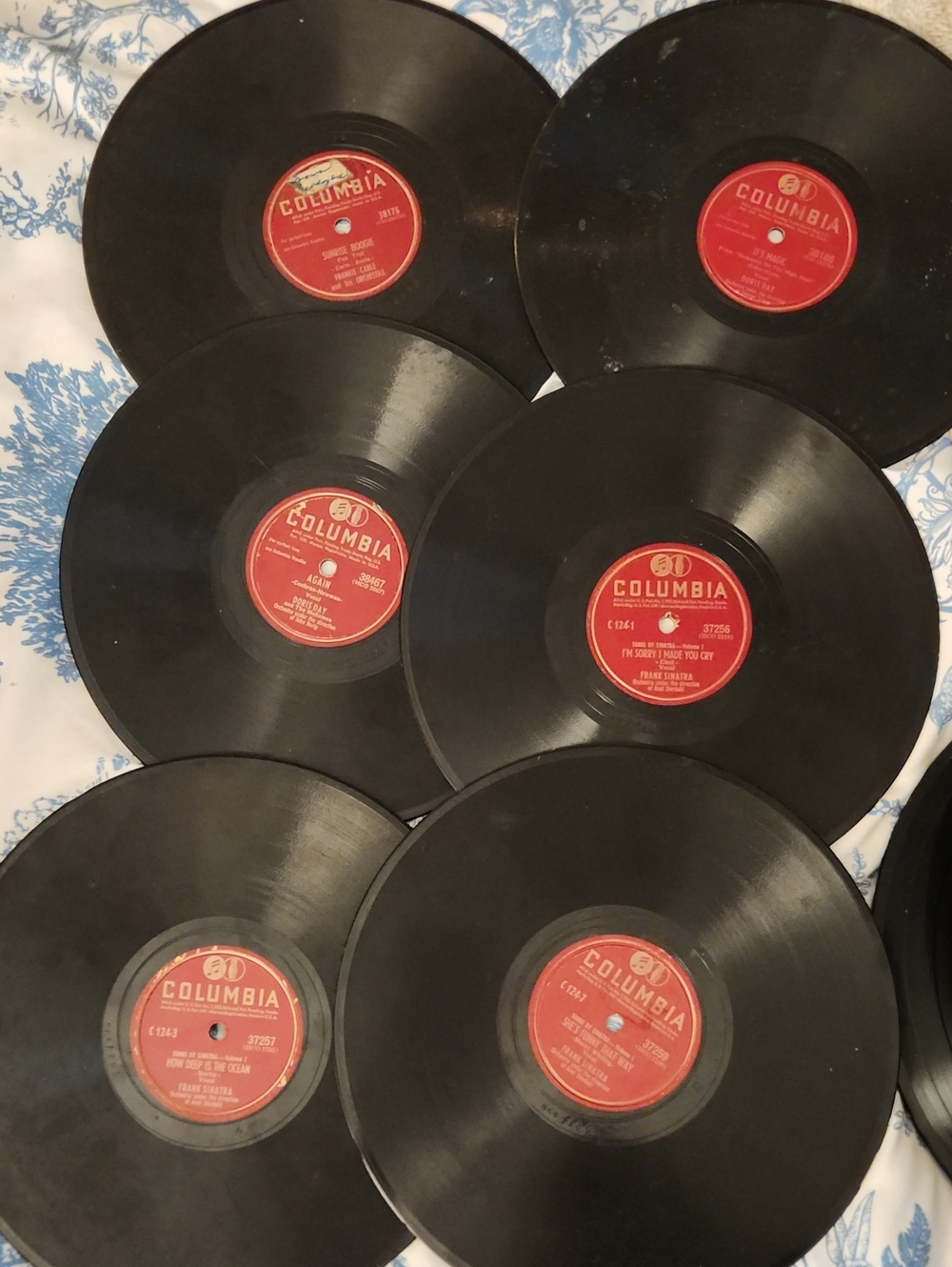 Columbia Black Vinyl Records with Red Center Labels - Set 6